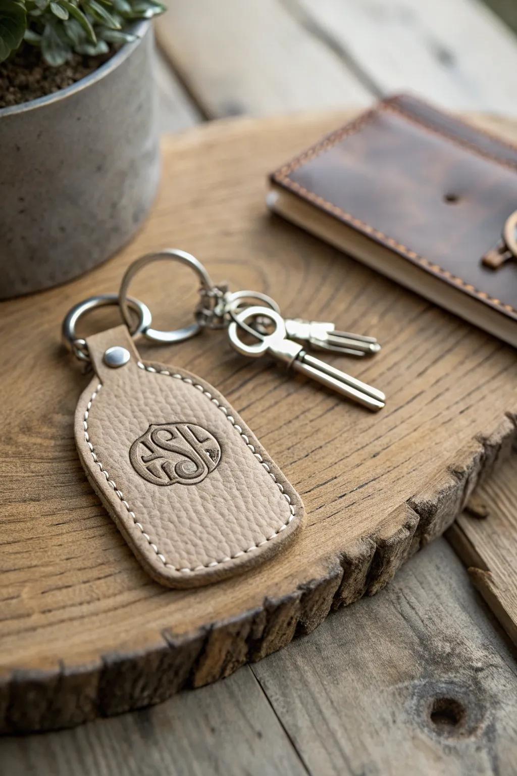 A personalized fob introduces a refined element to daily must-haves.
