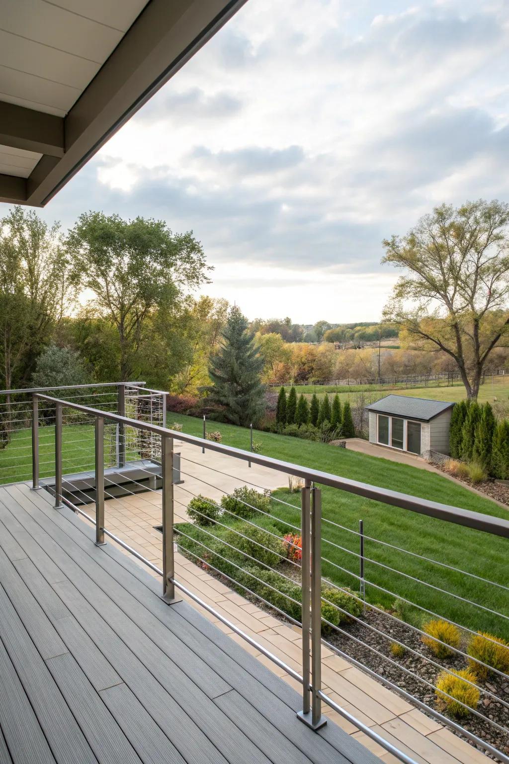 Elegant horizontal bars bring a modern element to any deck.