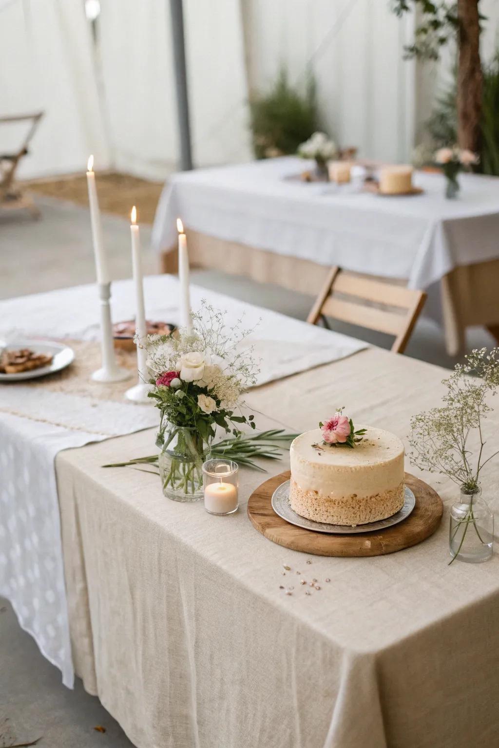 Neutral hues fashion a serene ambiance for a minimalist birthday gathering.