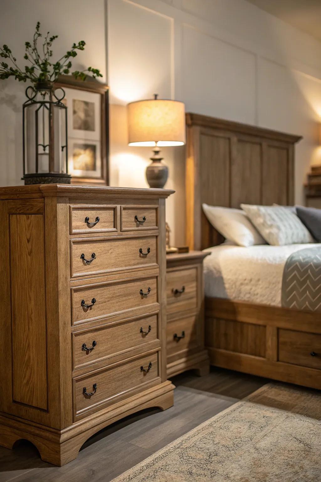Different wood shades bring both visual intrigue and a sense of harmony.
