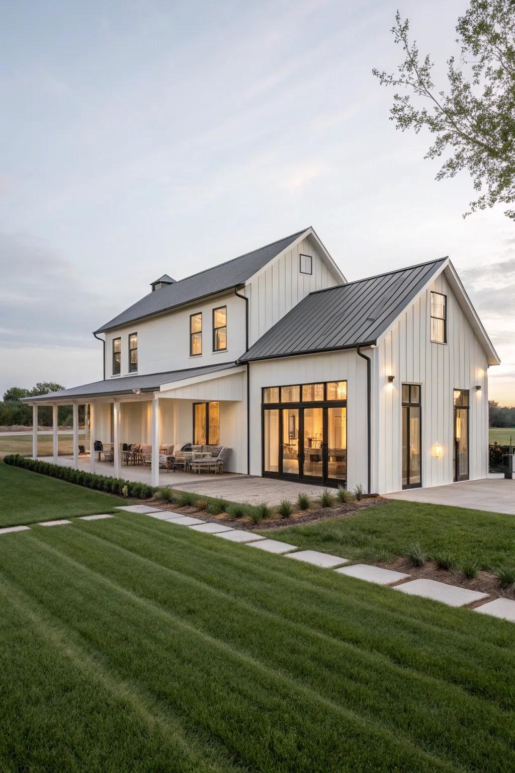 Architectural simplicity: A modern farmhouse that shows elegance through clean lines.