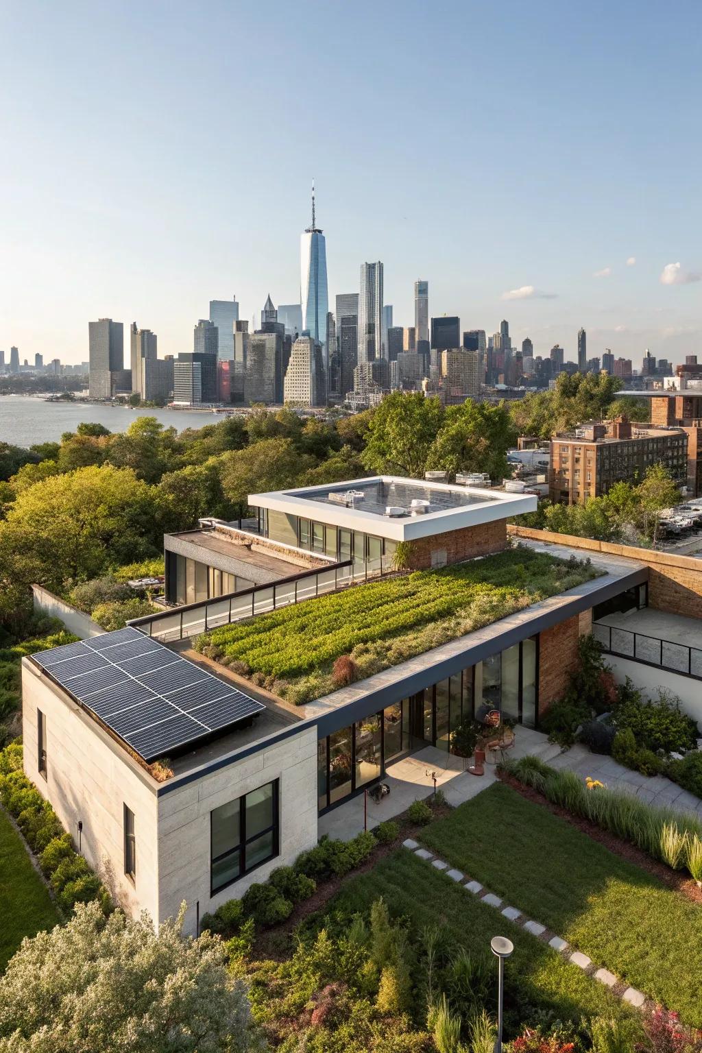 Level roofs provide a streamlined appearance and practical outdoor space.