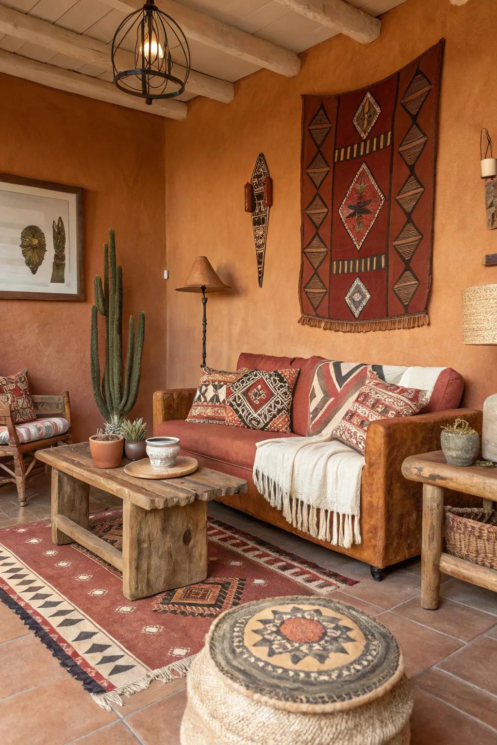 Earthy tones establish a superb base for a southwestern-inspired interior.