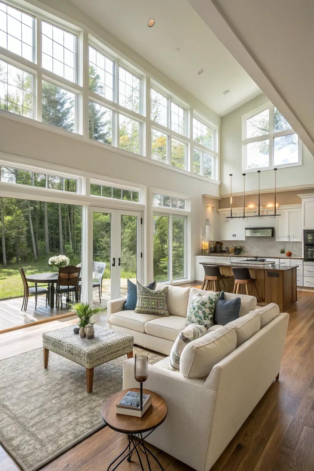 Open-plan living promotes a feeling of spaciousness and welcome.