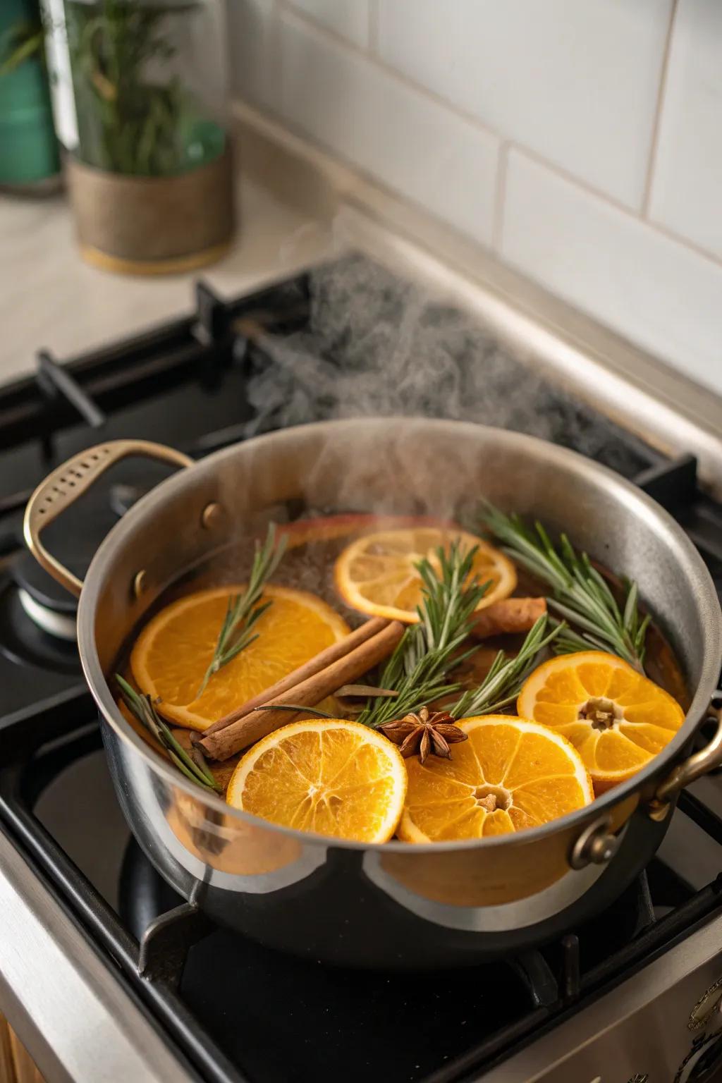 A simmering pot radiating a soothing, welcoming fragrance.