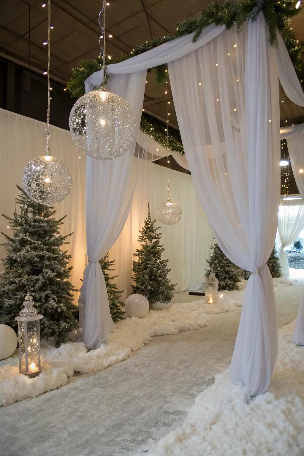 An alluring indoor frosted retreat that catches the soul of the holidays.