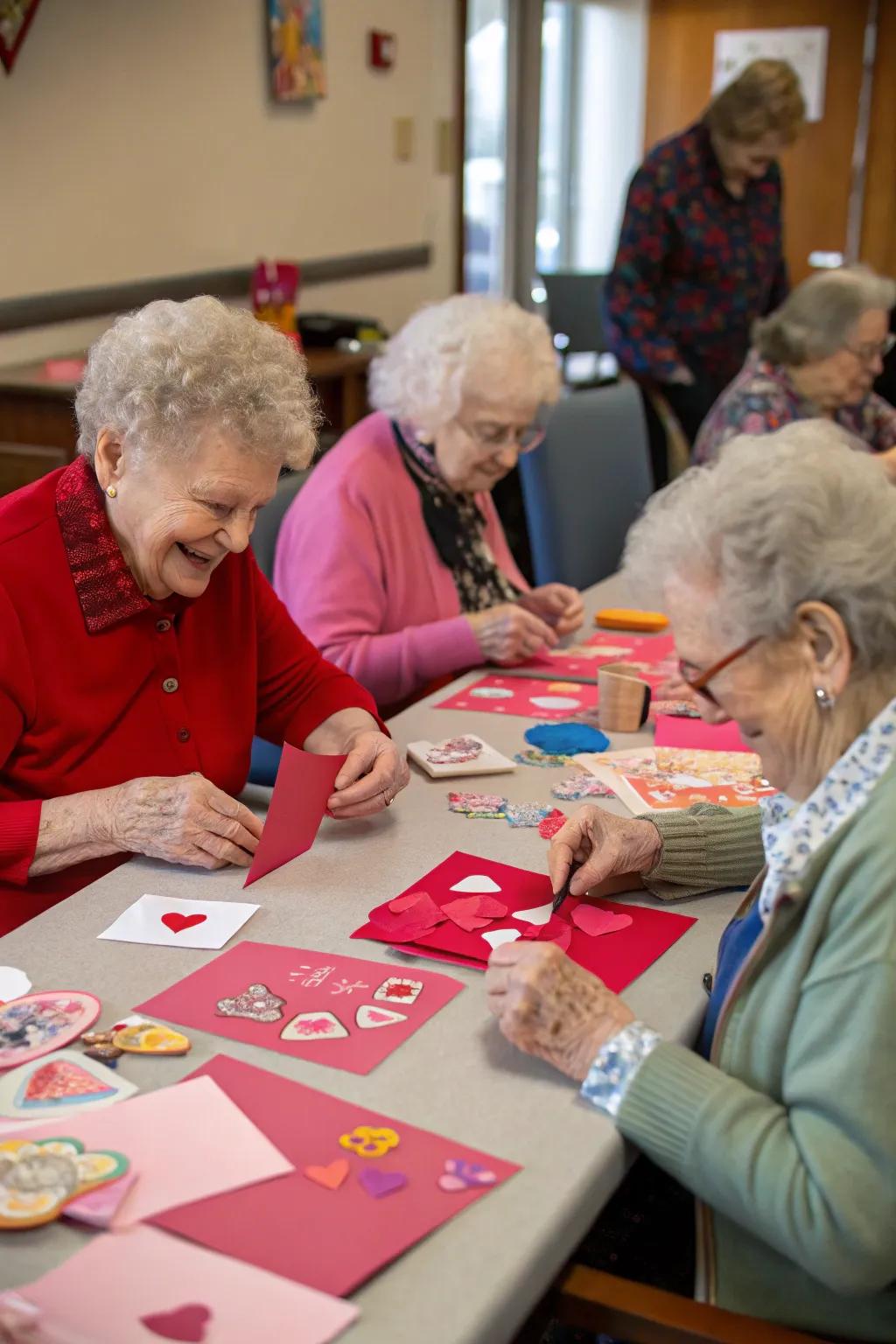 Residents pour love into creating unique Valentine's cards.