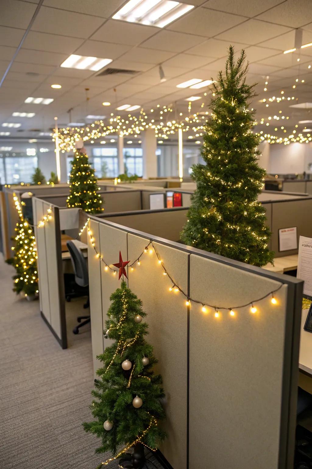 Transform workstations into festive nooks with simple adornments.