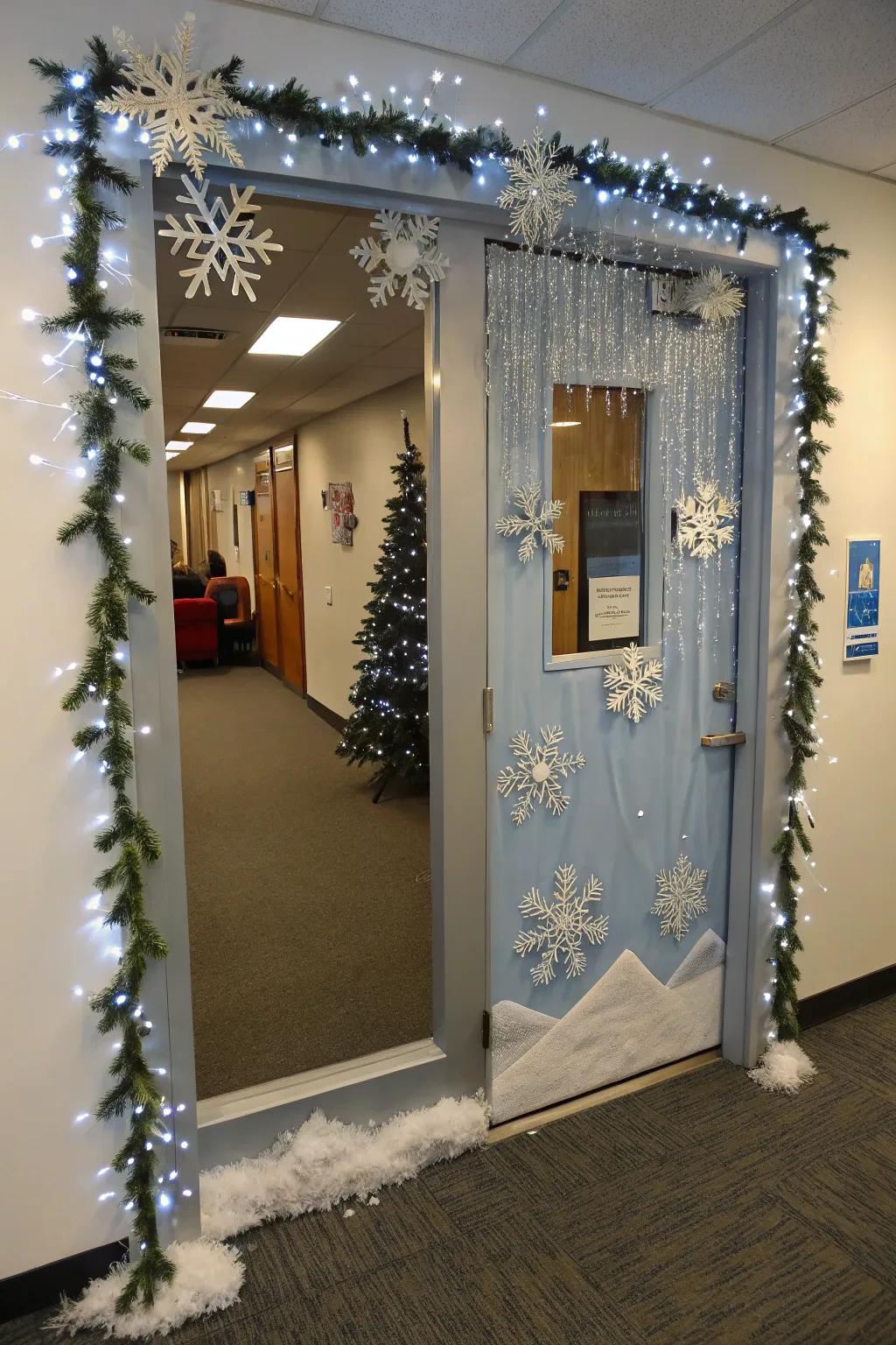 Infuse the enchantment of a Winter Wonderland into your office door.
