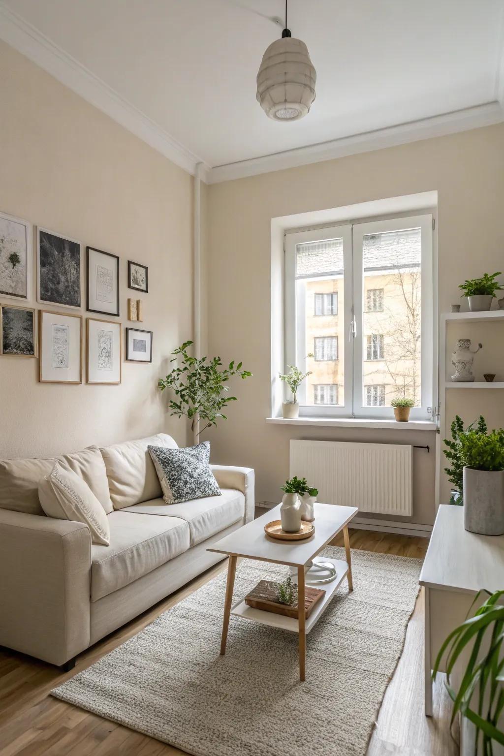 Soft hues foster an airy and vast atmosphere.