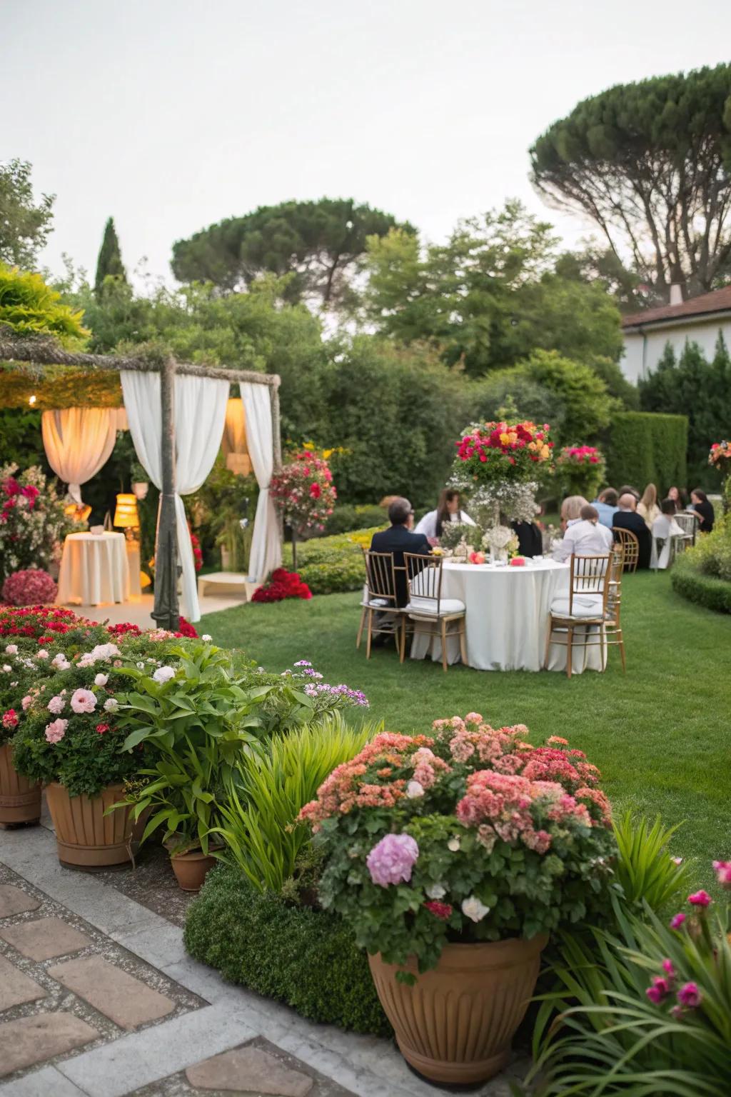 A garden party ambiance infuses the serenity of nature into your open house.