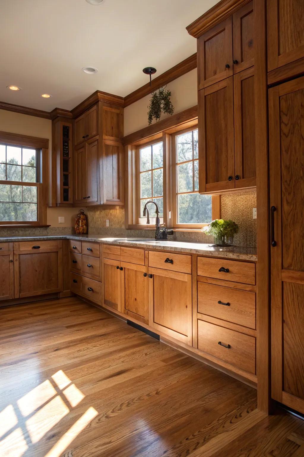The use of authentic timber infuses this sleek kitchen plan with a sense of warmth and genuineness.