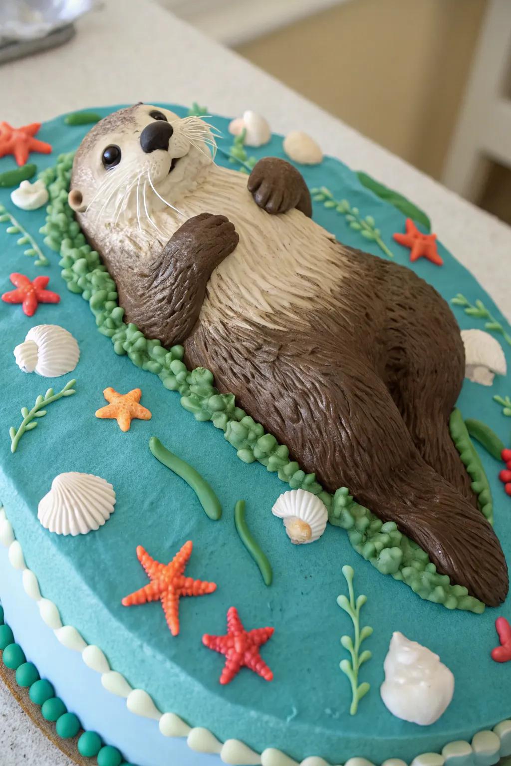 A sculpted river critter dessert transforms into a remarkable centerpiece.