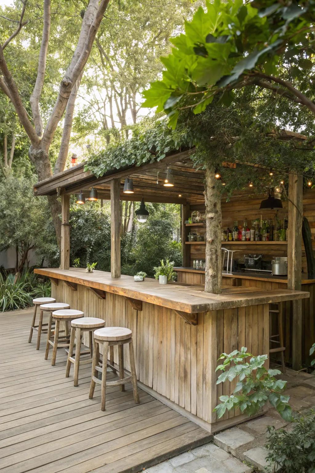 A timbered bar that merges beautifully with nature.