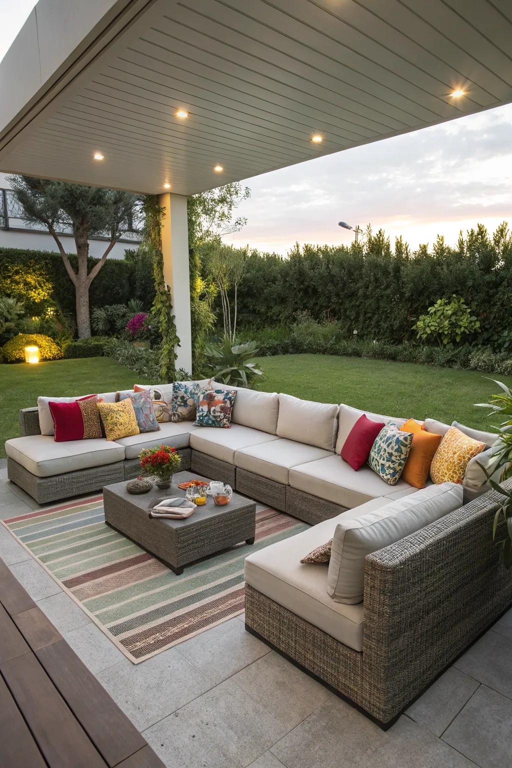 Adaptable sectionals provide diverse seating choices for any event.