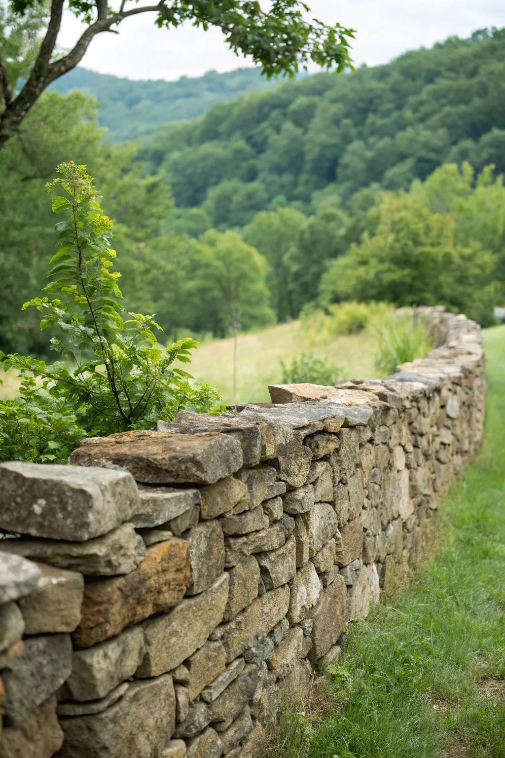 Homespun building stone walls infuse any garden with countryside allure.
