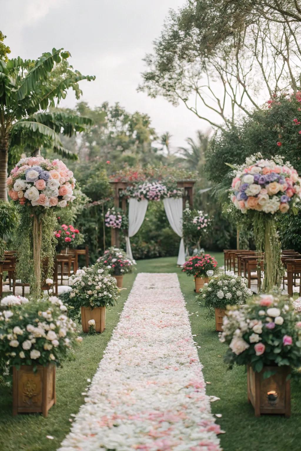 A marriage path transformed into a flowering paradise.