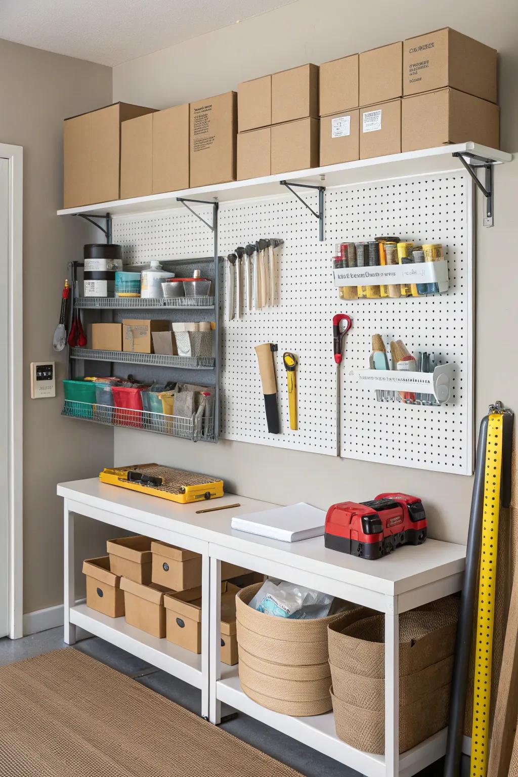 Make the most of your packing zone's effectiveness using vertical shelving.