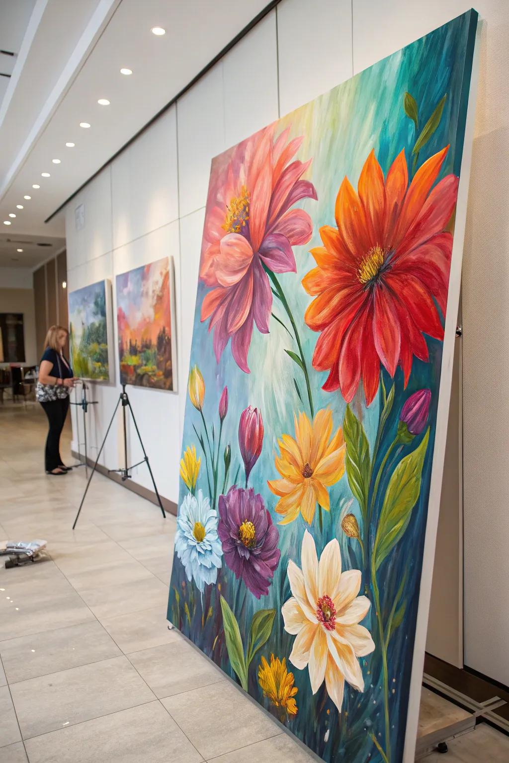 Abstract blooms bring a vibrant splash of color to any living space.