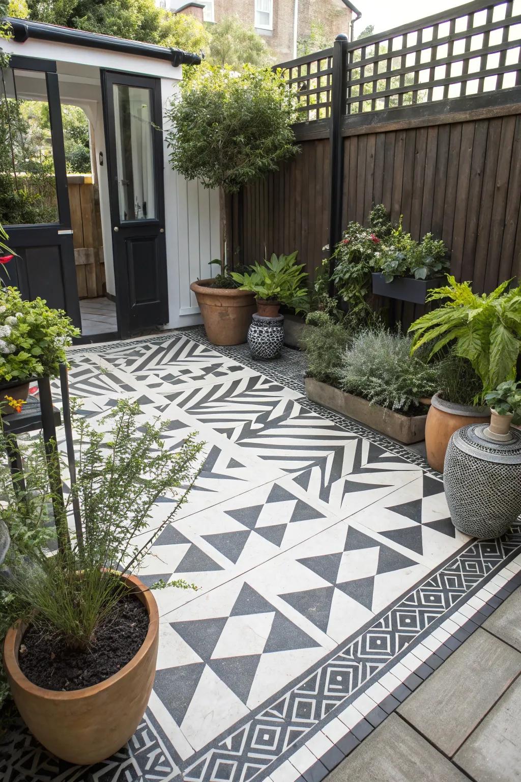 Geometric designs bring a modern art feel to your patio.