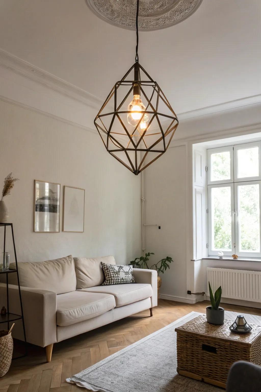 A minimalist pendant light imparts a refined touch.