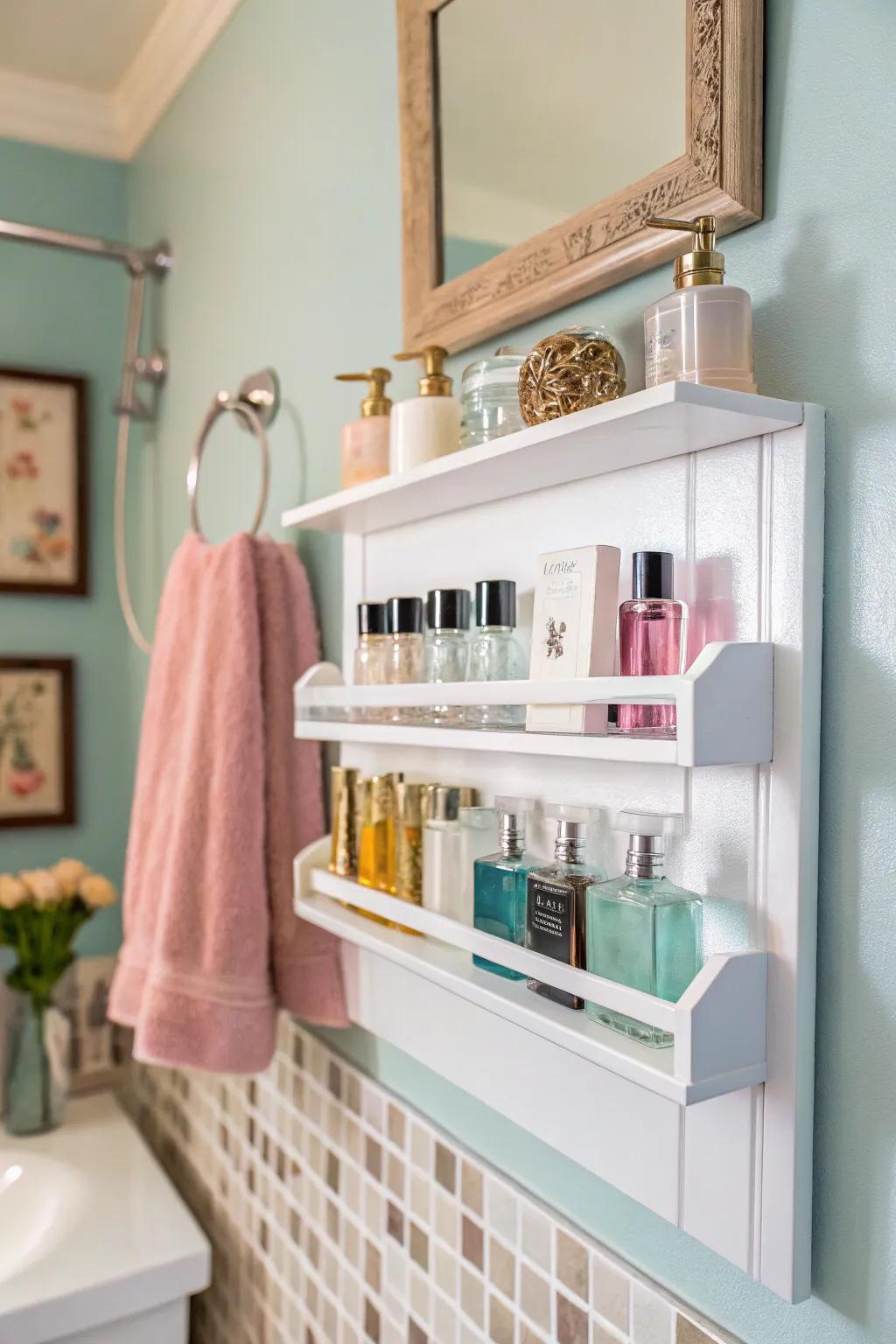 Weightless ledges are a sophisticated choice to showcase your perfume assortment.