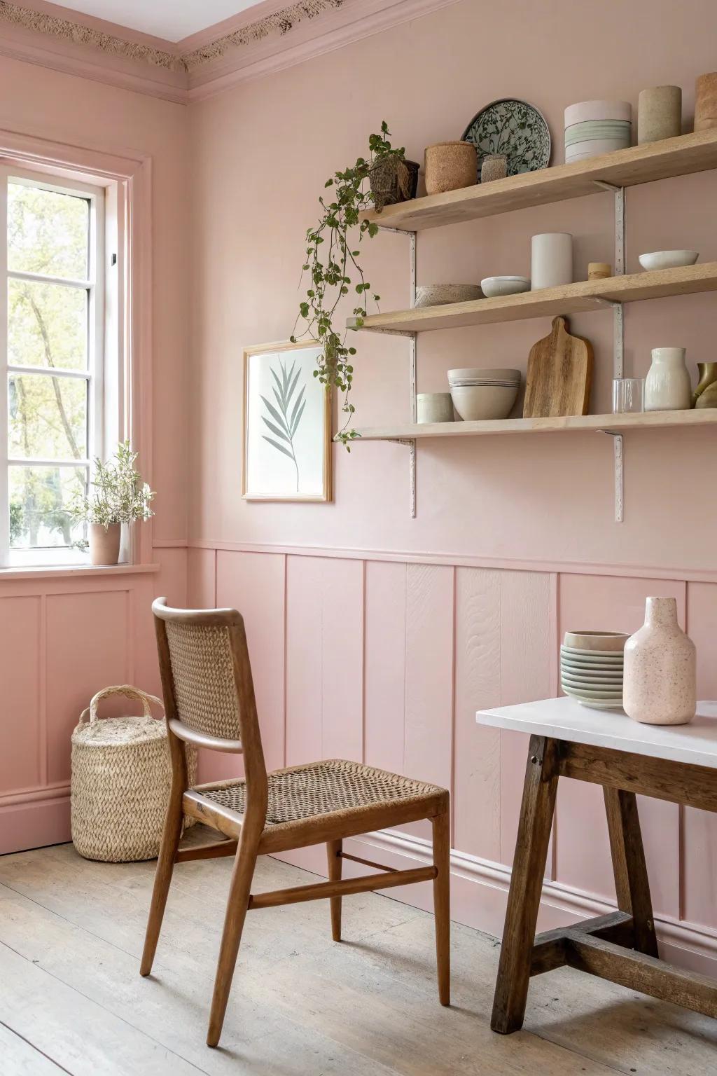 Immerse yourself in a blush-tinted sanctuary where creativity dances with tranquility—a truly dreamy pink studio.