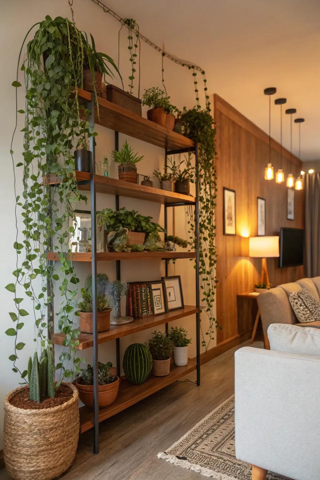 Use your shelves as a blank slate to craft a breathtaking plant arrangement.