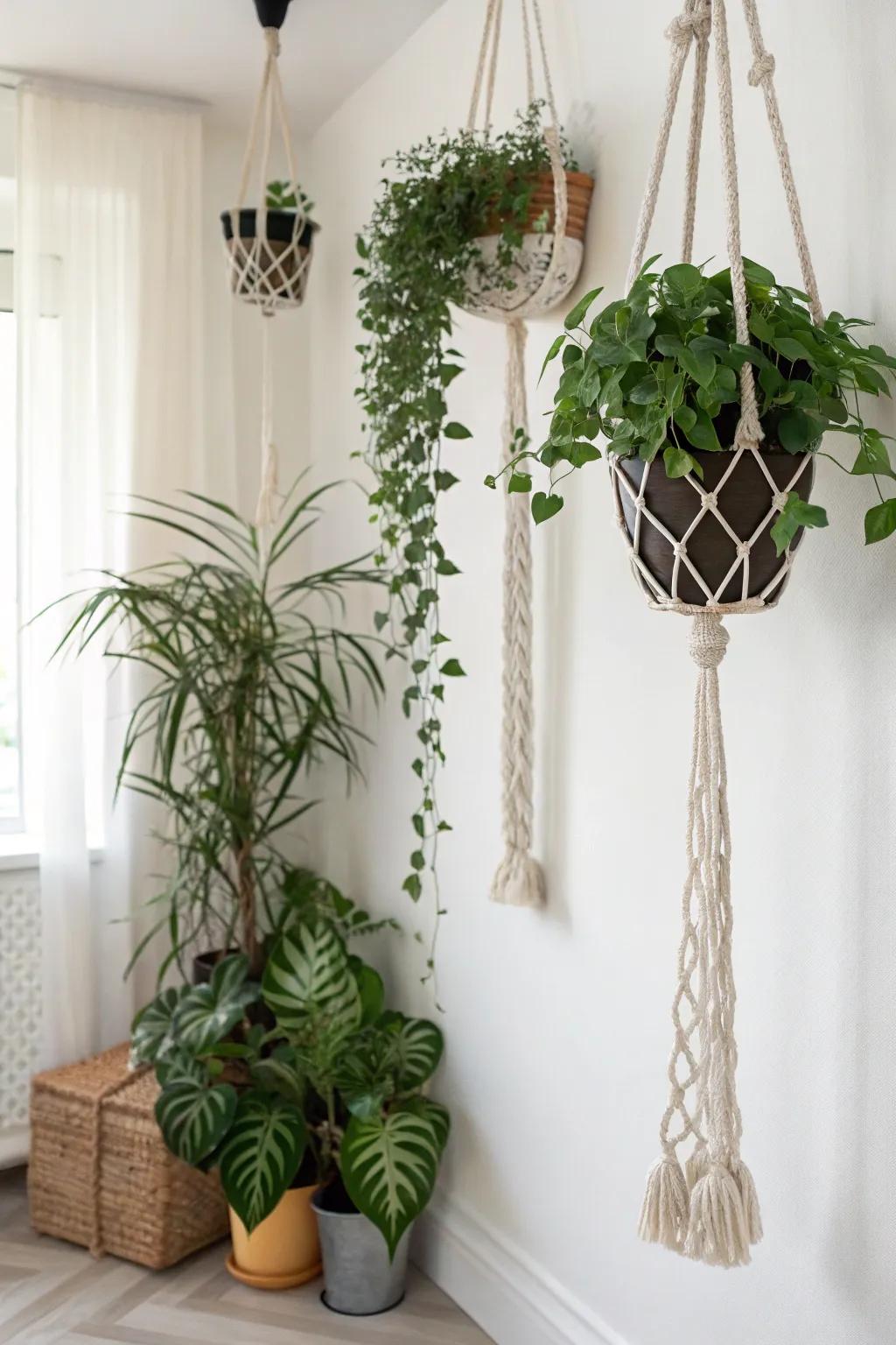 Add height and interest with a hanging garden.