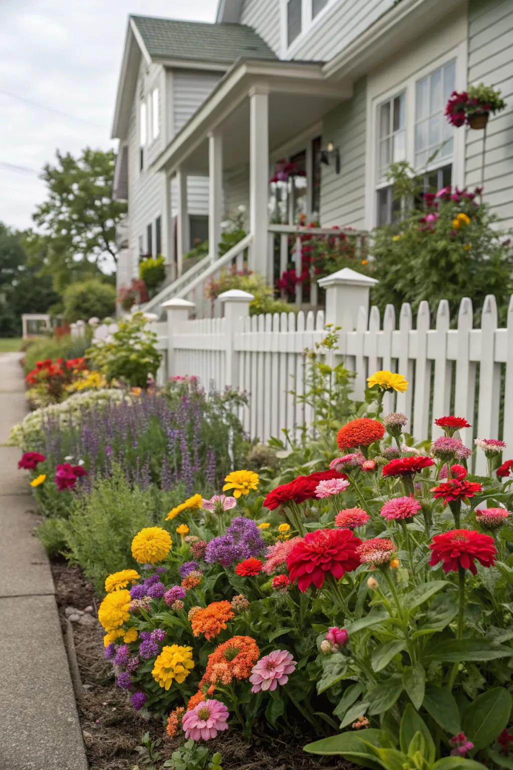 Bright and lively floral displays make a delightful welcome.