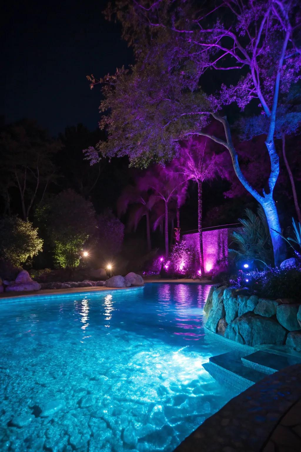 Imbue your pool with splashes of color thanks to vibrant underwater lights.