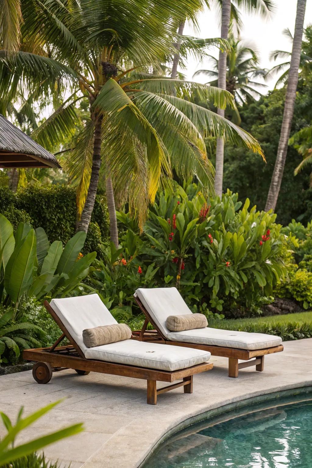 Sun loungers are the ultimate symbol of relaxation by the pool.