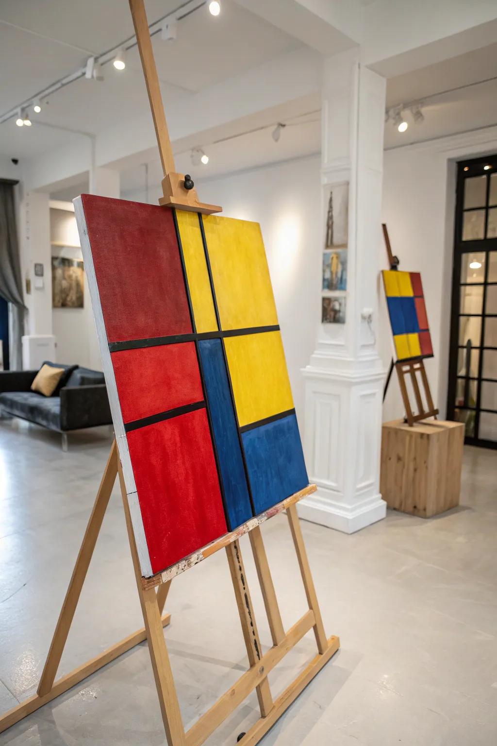 A canvas featuring strong color blocks, primed for a pop art transformation.