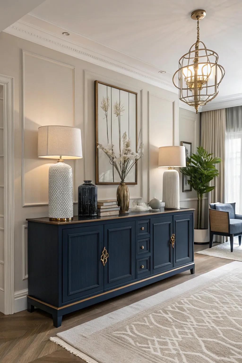A navy server introduces classic elegance and visual depth.