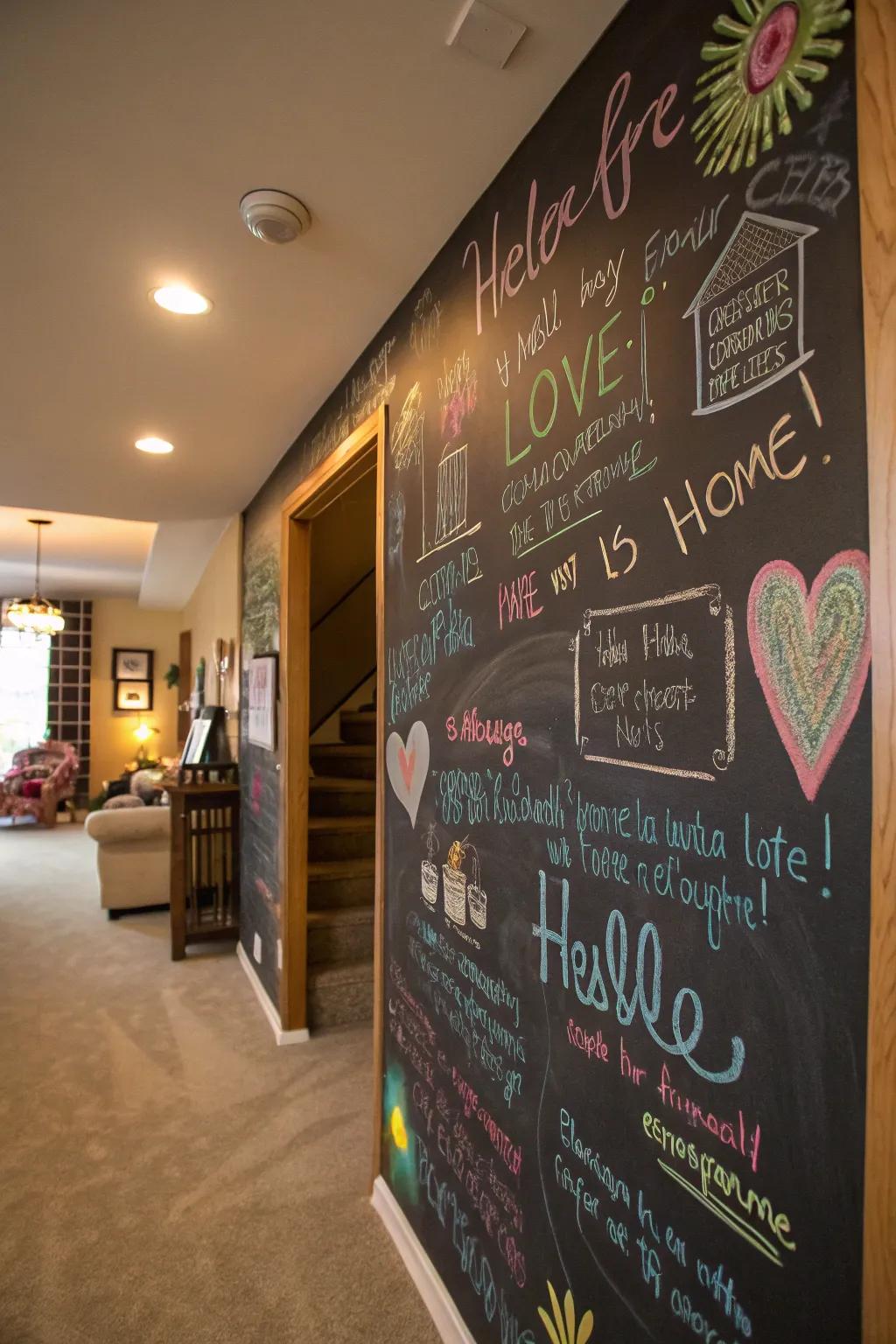 A colorful blackboard prayer wall, brimming with meaningful words.