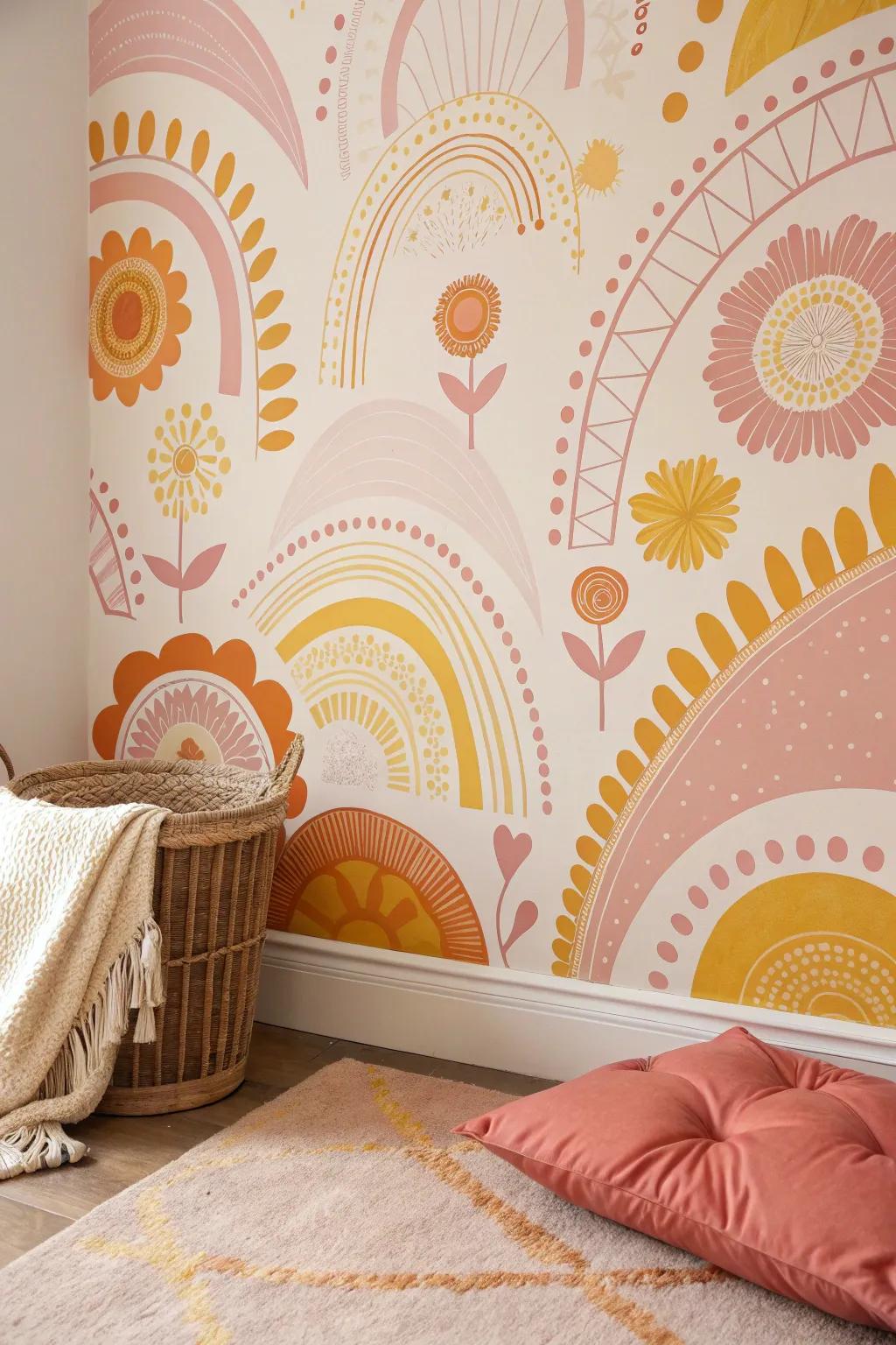 A lively fusion of delicate shades crafts a vibrant and cheerful ambiance.