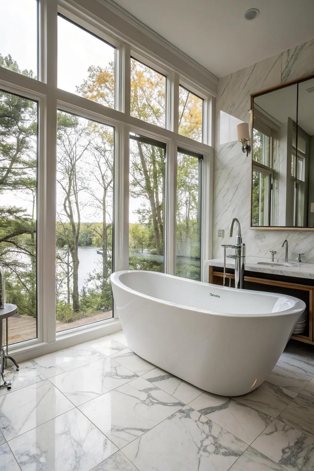 A standalone tub metamorphoses your bathroom into a secluded spa.