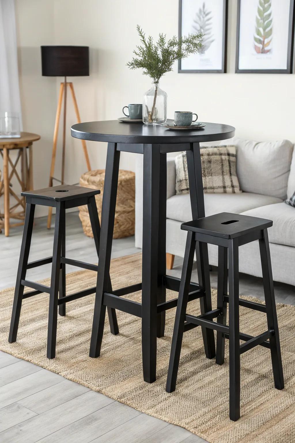 Elegance through simplicity embodied in modern minimalist standing-height tables.