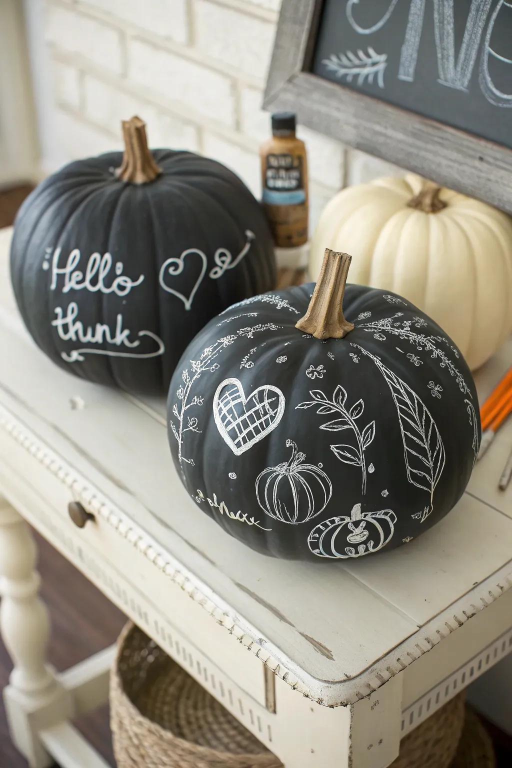 Slateboard pumpkins provide countless design opportunities.