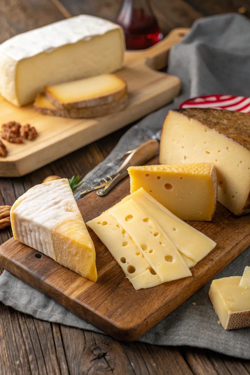 A timeless array of Swiss cheeses, perfectly poised for melting.