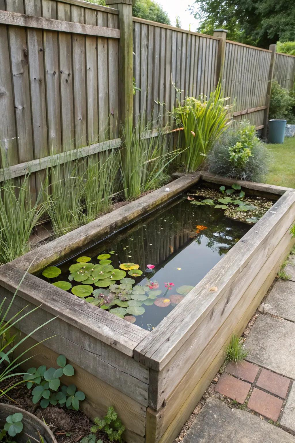 Refined and efficient in its use of space, the rectangular pond imparts a contemporary ambiance.