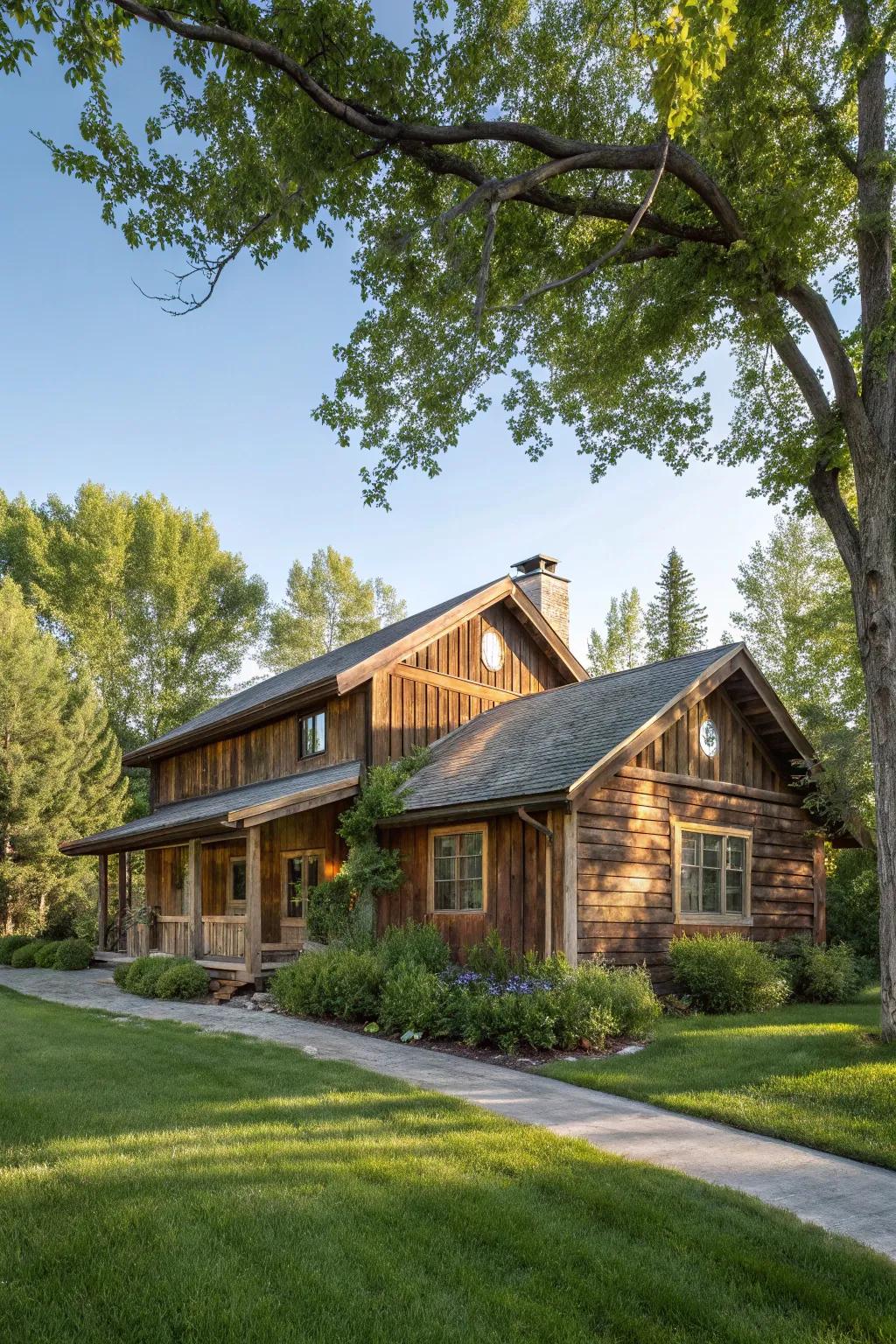 Classic timber paneling brings enduring appeal to this ranch-style home.