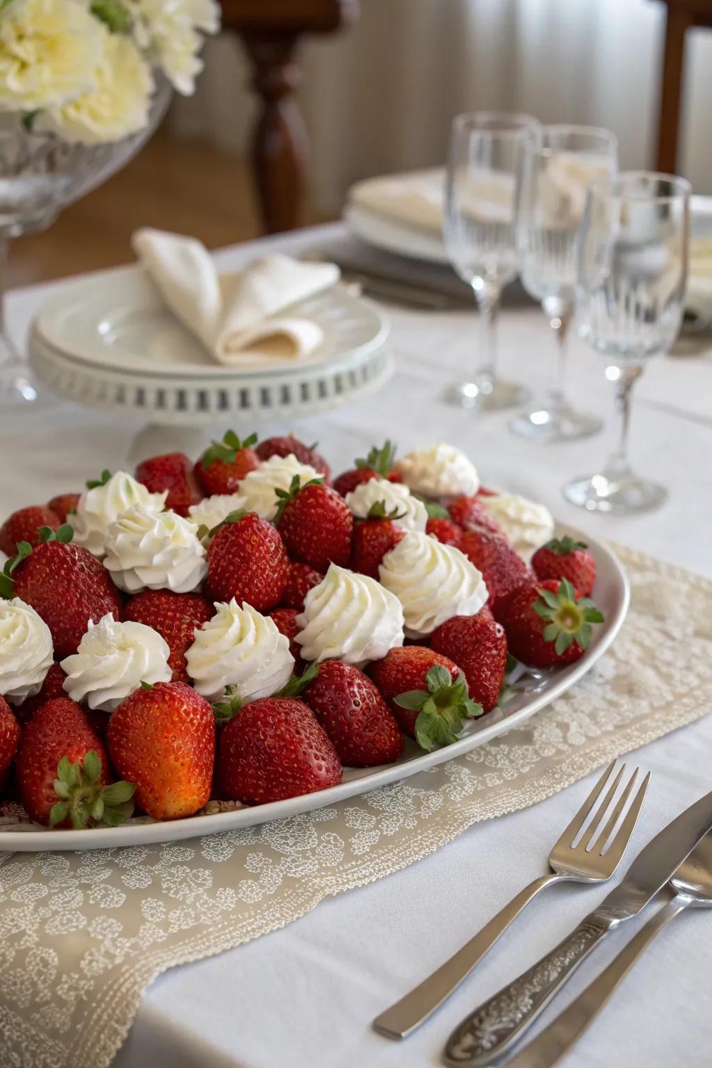 Strawberries and cream bring an air of sophistication to any sweets table.