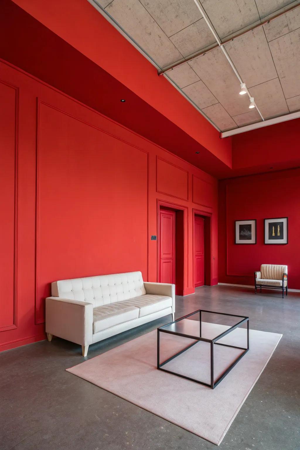 A room showcasing vibrant red walls, which serve as a superb foundation for decor.
