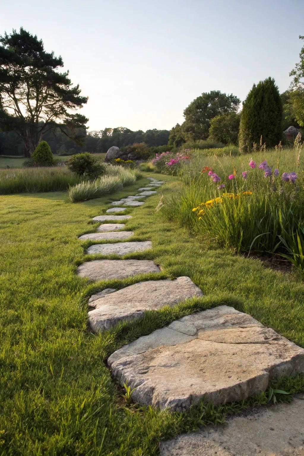 Stone walkways present a rustic and peaceful escape in any garden environment.