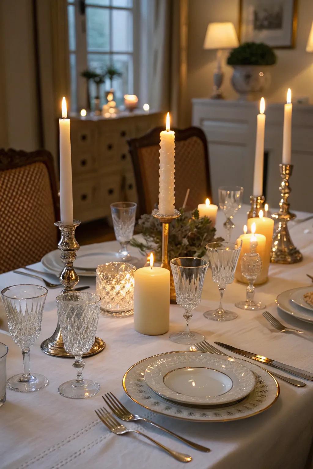 The soft glow of candles turns every meal into a memorable occasion.