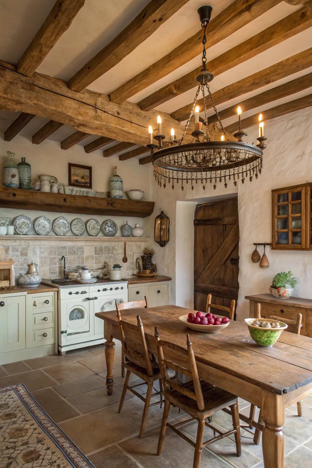 Uncovered timber supports infuse this contemporary kitchen with warmth and texture.