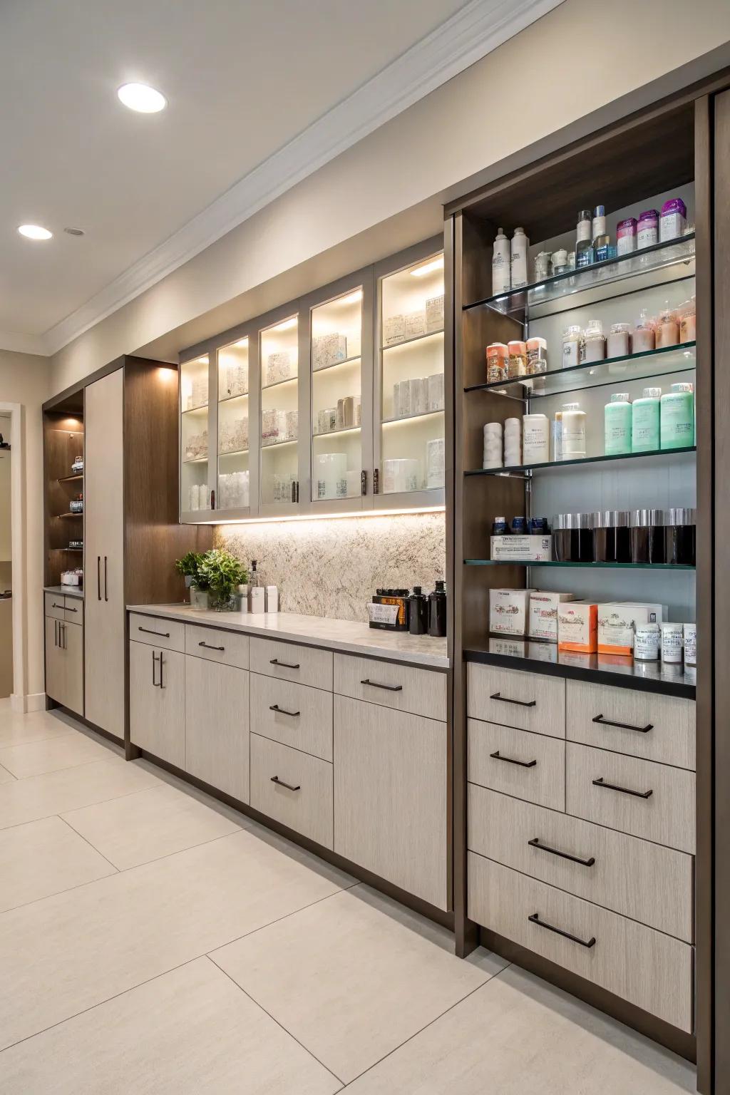 Enhanced storage methods maintain your salon's break room neat and effective.