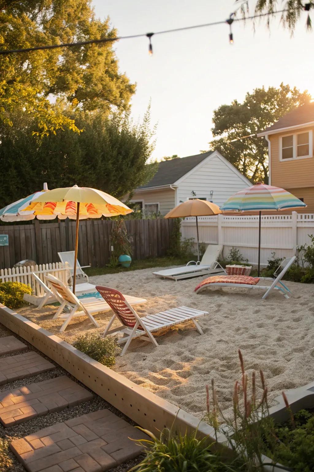 Recreate the beach at home with an inviting backyard arrangement.