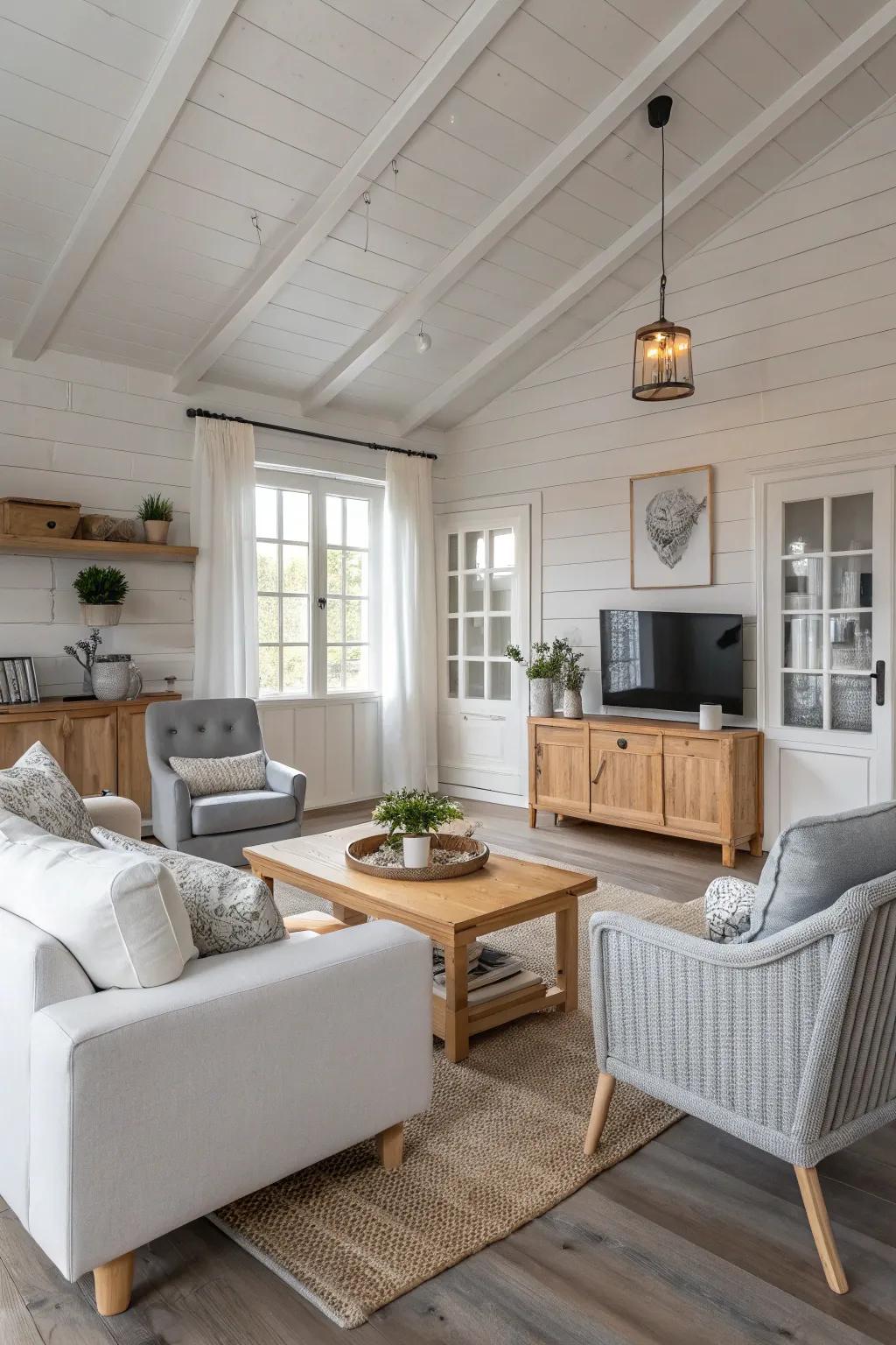 Neutral shades conjure a tranquil atmosphere in this Scandinavian setting.